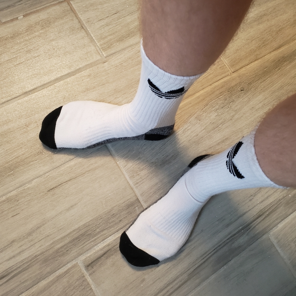Adidas White Crew Athletic Socks (Worn)